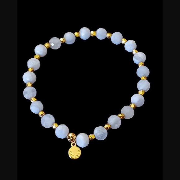 Gorjana Agate Power Crystal Gold Tone Stretch Bracelet OSFM - Picture 4 of 8